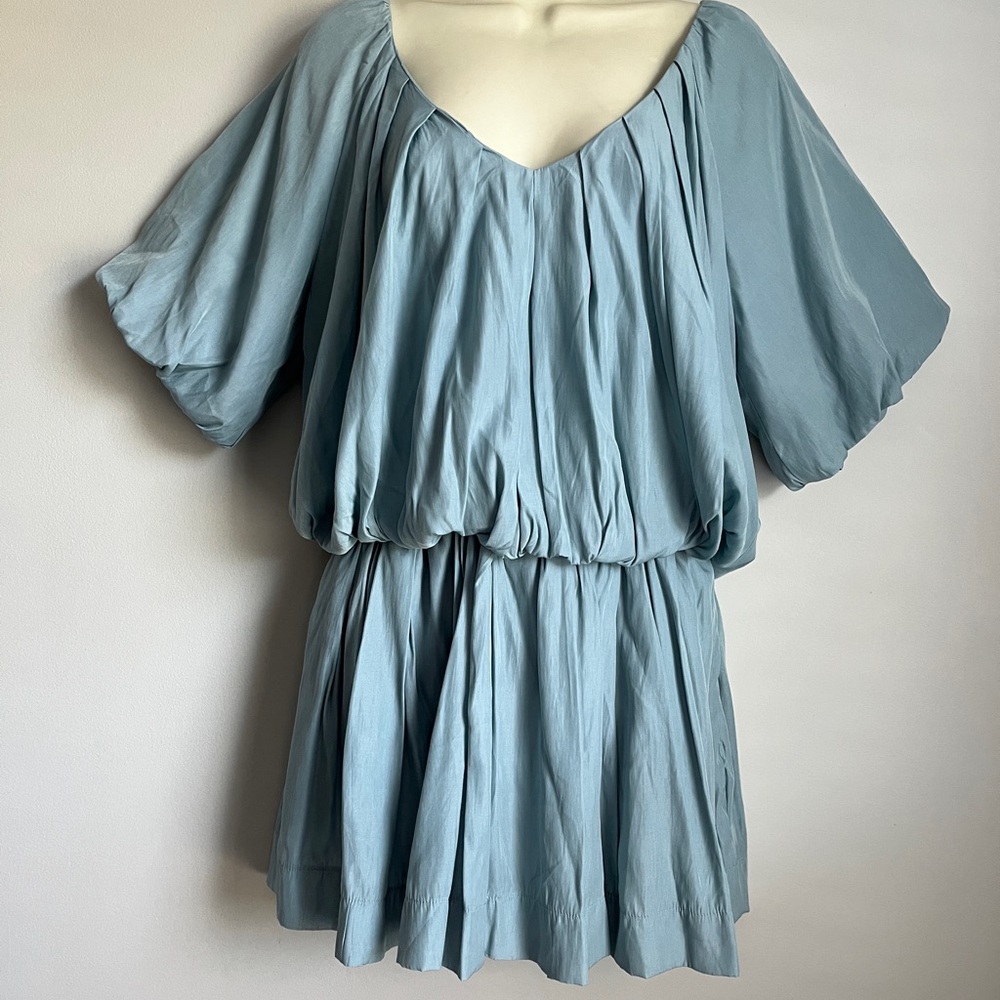 New Fab`Rik Women’s Aqua Sanders Puff Pleated Slv. Puff Bubble Dress / Skort S
